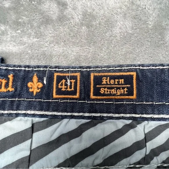 Rock Revival Jeans Mens 40x31 Blue Medium Wash Hern Straight Thick Stitch Cowboy
